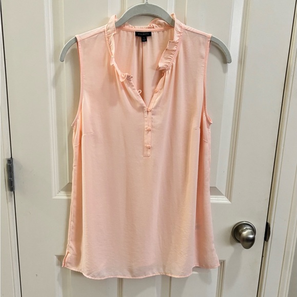 Talbots Tops - Talbots Soft Pink Ruffled Neck Popover Blouse